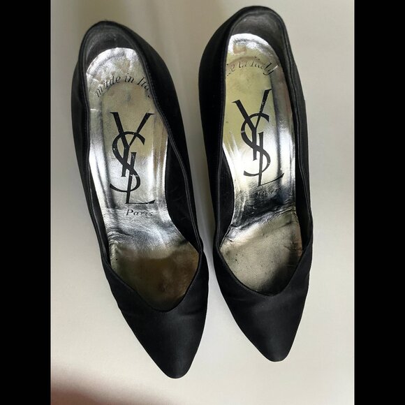 Yves Saint Laurent - YSL - Satin Evening Pumps - Black - Picture 4 of 6